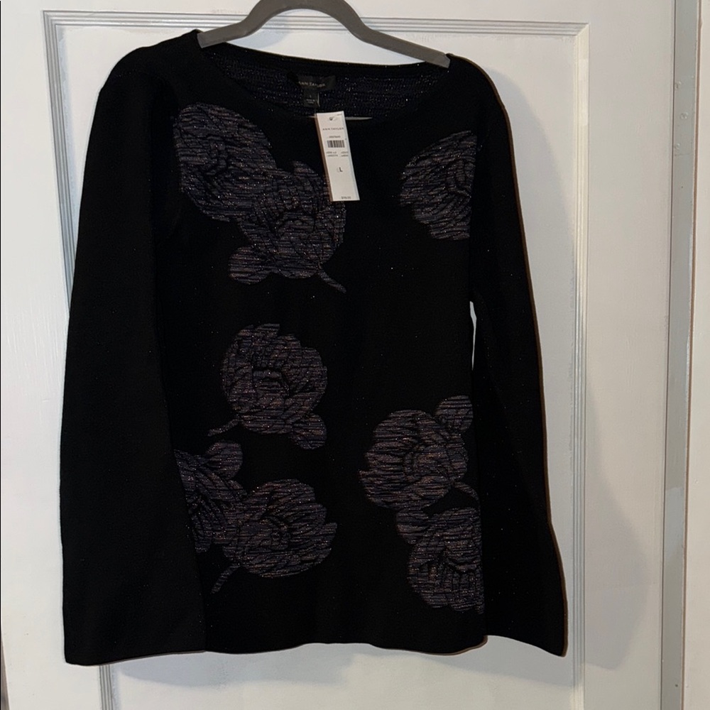 Chic Black Top with Purple Floral Accents